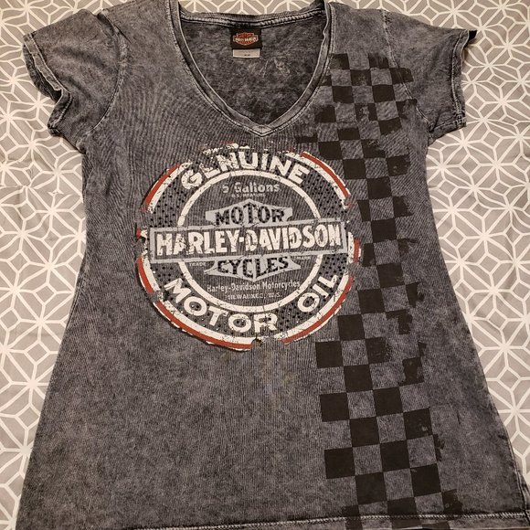 Harley Davidson Diamond Studded V-Neck Tee XS - Picture 1 of 5